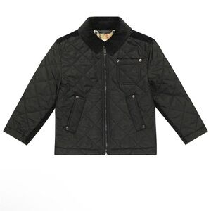 New! Burberry Black Quilted Jacket with Corduroy Collar